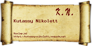 Kutassy Nikolett névjegykártya